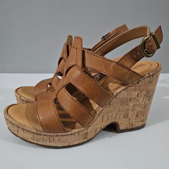 NEW Born Bernese Cage Sandal Womens 10 Brown Leather Cork Wedge Platform - Picture 14 of 14
